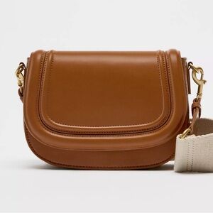 Zara Brown Leather Crossbody Bag- comes with 2 straps- shoulder/ brown crossbody